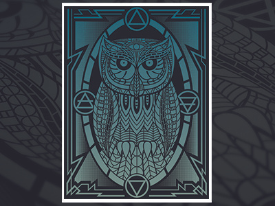 The Overseer alchemy design gilcee graphic design halftone illustration owl poster print screenprint vector