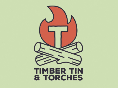 Timber Tin & Torches brand branding camp design fire graphic design illustration logo mark woods