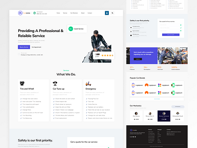 Home - Car Services Center Landing Page Design adobexd branding cars carsdaily carservices coding figma landingpage mobiledesign services ui uiinspiration uiux uiuxbunker uiuxcenter uiuxdesign ux webdesign