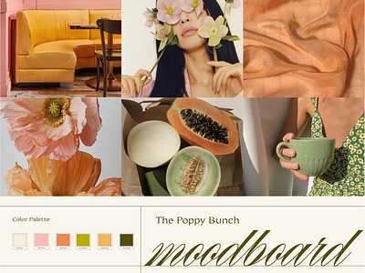 Moodboard + Color Palette for The Poppy Bunch branding design graphic design