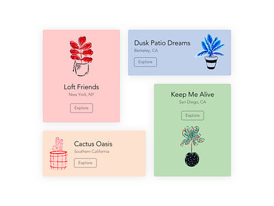 Some Planty Cards blush card card design cards ui fancy plants illustraion plants