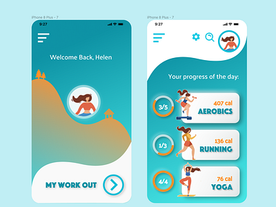 Workout App Mockup - iPhone 8 Plus