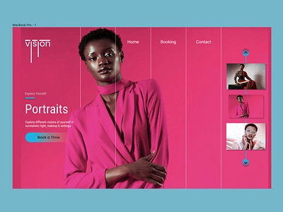 Vision Landing Page - Desktop Mockup branding design fashion figma logo photography pink portrait ui ux web design