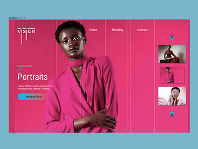 Vision Landing Page - Desktop Mockup branding design fashion figma logo photography pink portrait ui ux web design