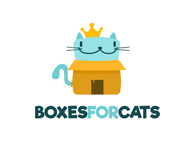 Boxes for cats box build castle cat contest crown home house king logo moustache tail