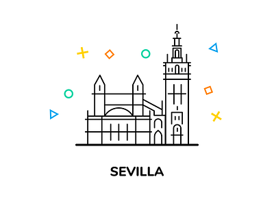 Sevilla building cathedral church city house illustration logo monument spain vector