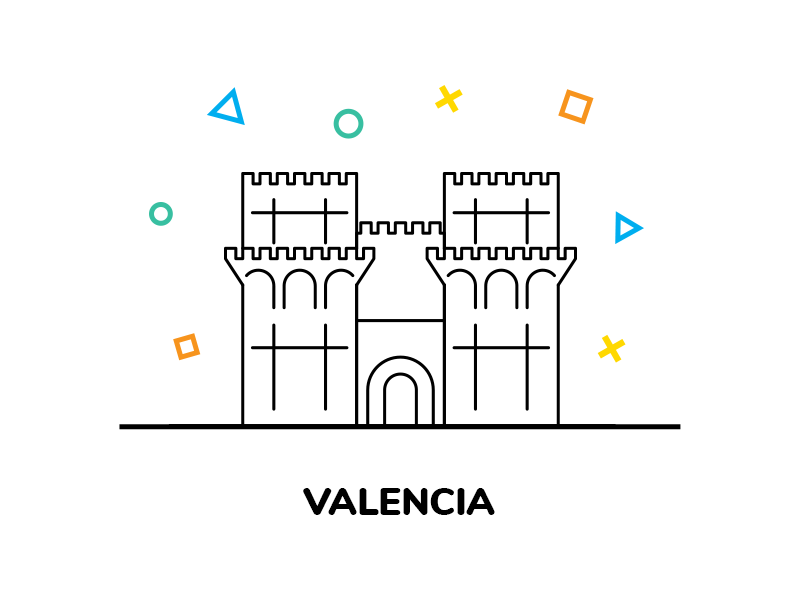 Citybiker series: Valencia door fallas holidays illustration monument serranos spain summer sun torres tower valencia