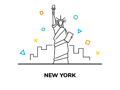 Citybiker series: New York brooklyn city harlem illustration liberty manhattan monument new skyscraper statue vector york
