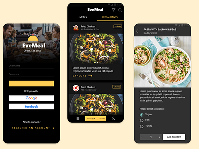 Evemeal food app adobe max adobe xd app branding design designerworld fatima ummi abdulkadir figma food graphic design illustration logo mobile product design rashdsgnr typography ui ux vidual design