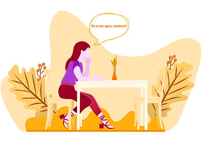Woman waiting for his boyfriend. app branding date design graphic design icon illustration logo typography ui ux vector womanillustration