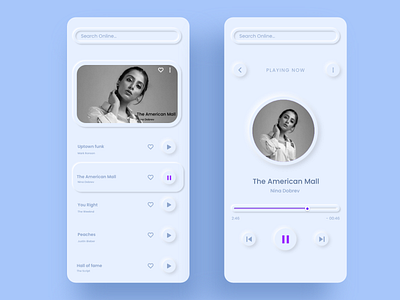 Music Player (Neumorphism Design) 3d animation app behance branding date design dribble graphic design illustration logo motion graphics neumorphism ui ui ux design ux vector