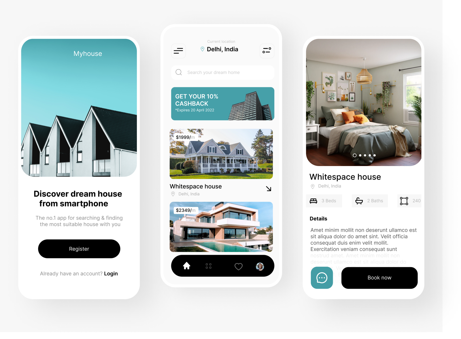 Real estate app design by Ankit Gupta on Dribbble