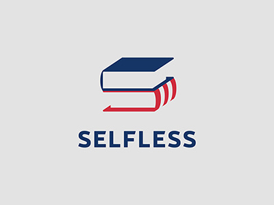 Selfless Logo america book books branding flag logo navy blue red scholarship selfless veteran