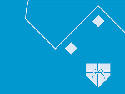 End-of-Year Baseball Themed Ad ad baseball baseball field gift holiday home plate illustration present sale vector