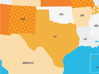 US Map closeup illustration map patterns states texas trade show us vector