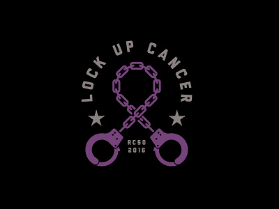 Lock Up Cancer cancer handcuffs illustration law lock purple ribbon sheriff stars vector