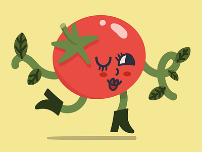 Meet Tomato character drawn hand illustrator tomato vines