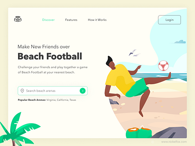 Beach Football | Hero Section app beach football hero section illustration landing page sports ui ux website