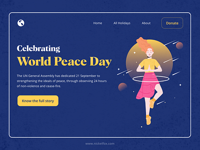 UN World Peace Day Website Concept blue design illus illustration peace texture typography ui un ux web web design website world peace day