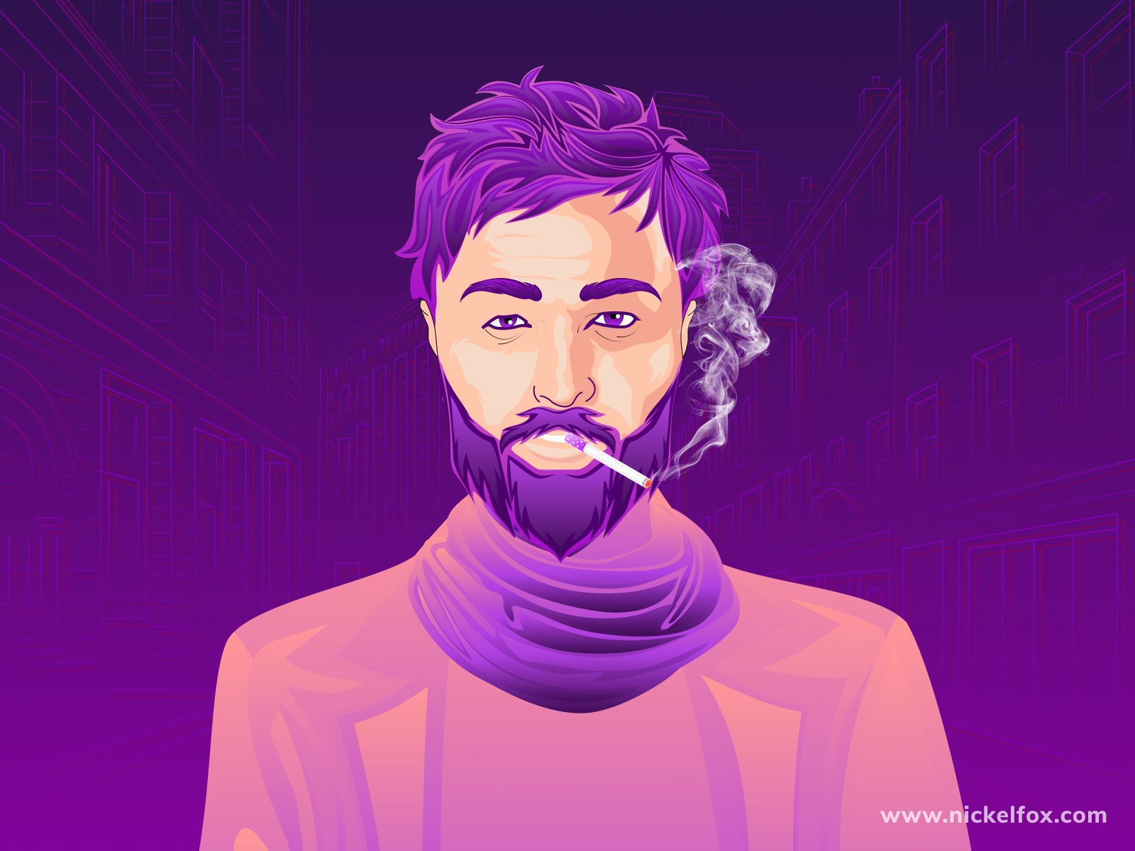 Chainsmoker Illustration by Varun Darwai for Nickelfox - UI/UX Design ...