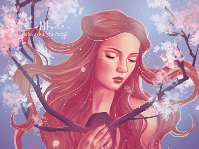 Blossoming book cover design character design digital illustrator digital painting fantasy art fantasyart flowers illustration illustration art