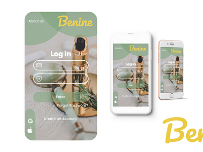 Benine - Skincare App Login Interface