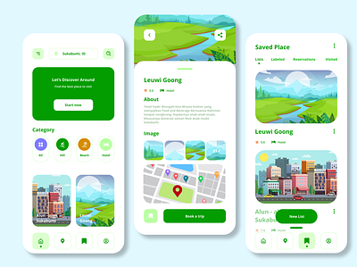 Travel app ( halan - halan ) design illustration my town travel app ux