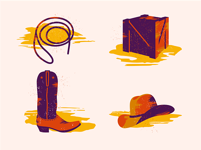 Western Illys ... [wip - project] boot cowboy hat illustration lasso vector west western westworld wooden crate