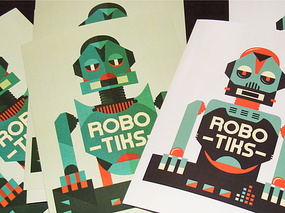 Robotiks - postcard adline brassai desing dj electro electroclash future illustration music postcard print robot synth szende