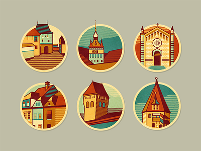 Schäsbrich/Schäßburg - icons adline badge brassai building city historic icons middle ages print design schäßburg szende transylvania