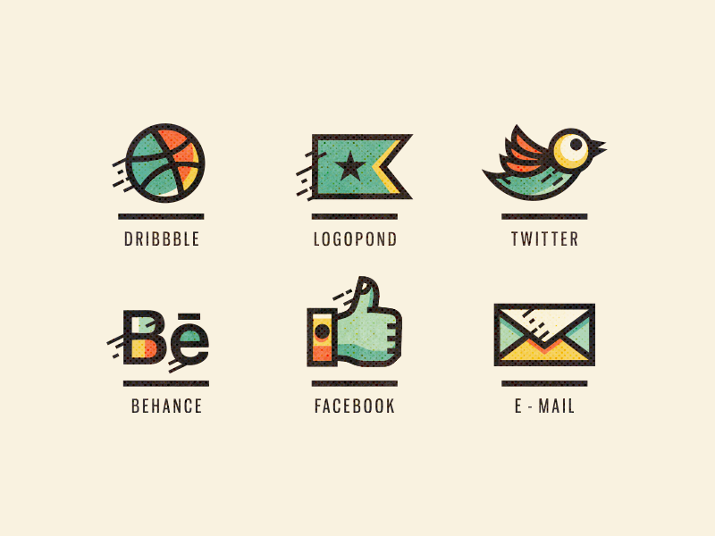 Adline / Social icons (Retouched) media adline brassai personal icons icon design customized social social icons mail twitter behance