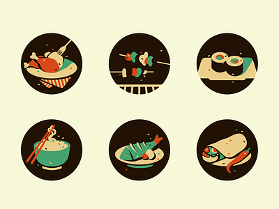 Food Icons (wip) adline brassai fish food icons meat noodles pepper sushi