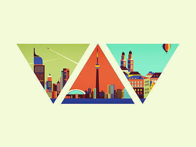 "Triangle Cities - 2015" [wip] 2015 adline brassai building city hot air balloon jakarta metropolis skyscrapers toronto triangle zurich
