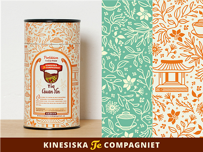 Tea Labels for cans [Kinesiska Te Compagniet] adline brassai can label package package design pattern print print design tea package