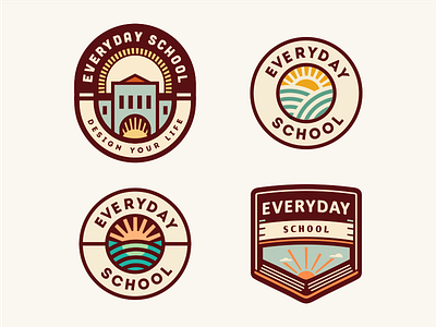 Everyday School [logo concepts - still in progress] adline badge brassai day learning logo logo design school sun vintage