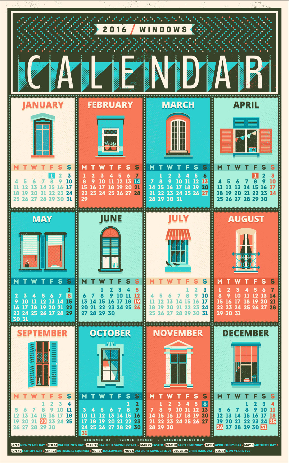 Calendar - 2016 / Windows by Szende Brassai on Dribbble