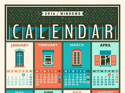 Calendar - 2016 / Windows 2016 adline brassa calendar day month print szende week window