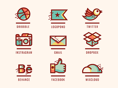 Social Icons [ Extended ] adline brassai dribbble dropbox facebook icon instragram social social icon twitter
