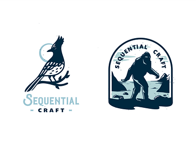 Logo Concepts bigfoot bird branding brassai canada craft logo nature sasquatch stellers jay szende wildlife
