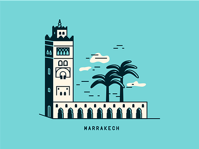 Marrakech [ Illustration ] adline brassai building koutoubia marrakech palm tree tower