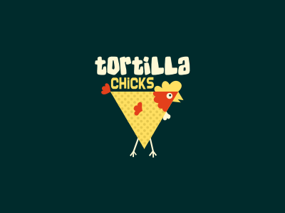 Tortilla Chicks animal bird cartoon chicken design dots fun funny hen illustration logo vector yellow