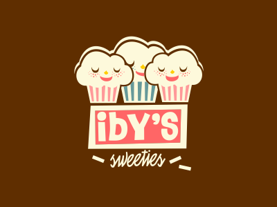 Iby's Sweeties cupcake design fun illustration logo pink sweet vintage