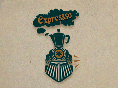 Expressso adline brassai coffee design express illustration logo presso steam train vector