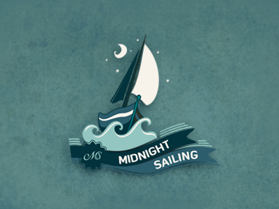 Midnight Sailing adline boat brassai design midnight moon night sailing.logo sea