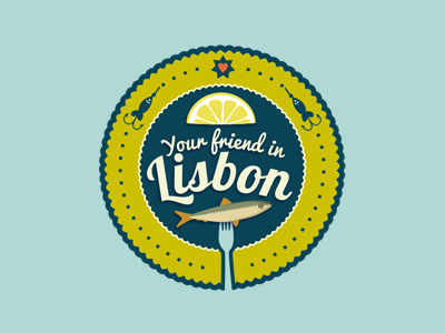 Your Friend In Lisbon adline brassai logo branding identity illustration lemon friend fish sea food heart emblem