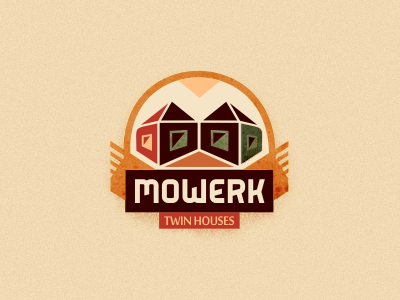 MoWerk (twin houses) adline branding brassai building design emblem house illustration logo logo design orange szende twin