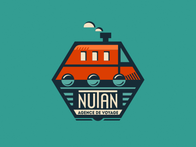 Nutan - Agence de voyage(train) adline agency branding brassai design emblem logo logo designer steam train travel wheel