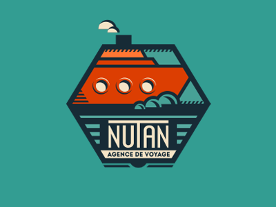 Nutan - Agence de voyage (navire) adline agency branding brassai design emblem logo logo designer sea ship steam travel traveling