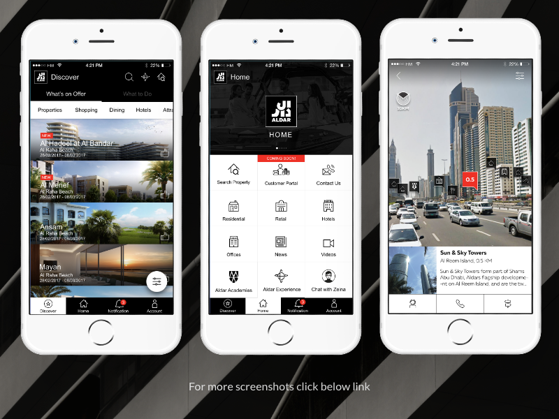 Aldar Properties mobile app design ui ux hybrid app