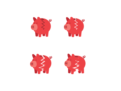 broke icon illustration piggy bank